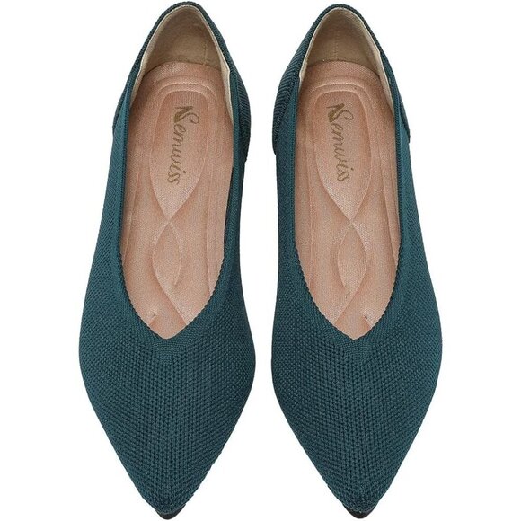 Shoes - Women Pointed Toe Ballet Green Flat Comfortable Casual Dressy Work Office Shoes